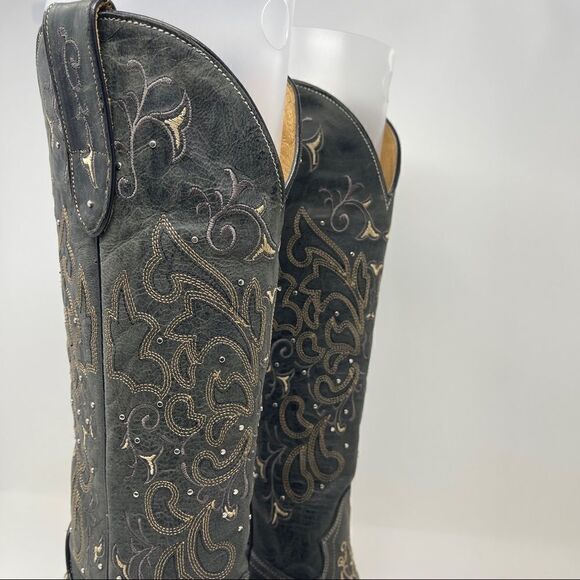 Sterling River Thunder Cat Cowboy Boots Western Gray Tan Silver Women's 7B EUC - Picture 2 of 10